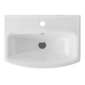 Veleka Gloss White Freestanding Vanity unit & basin set - Includes 2 Door vanity (W)550mm (H)900mm