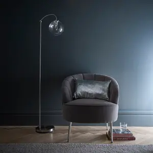 Bianca Satin Nickel Floor Lamp Ribbed Glass