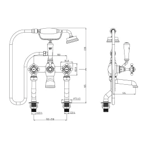 Georgina Traditional Chrome Deck Mounted Bath Shower Mixer Tap with Handset