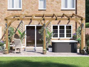 Dunster House Wooden Lean To Pergola Kit 5m x 3m Wall Mounted Garden Plant Frame Leviathan