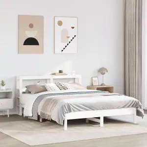 Berkfield Bed Frame without Mattress White 150x200 cm King Size Solid Wood Pine