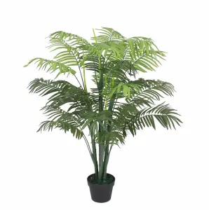 Tradala 4ft 3Inch Lush Artificial Tree Large Palm 130cm / 4ft 3Inches Tall with Real Wood Trunk - For Home Living Room Indoors