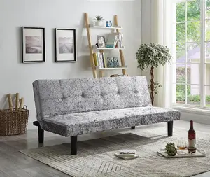 Comfy Living Crush Velvet Sofa Bed in Steel