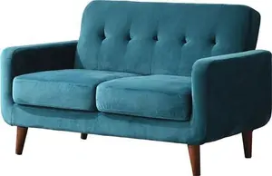 Clarence 2-Seater Teal Velvet Sofa, Two-Seater Blue Fabric Sofa - Daals - Sofas