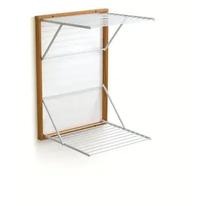 WALL CLOTHESLINE Wood Foldable Wall-Mounted Drying Rack Cherry