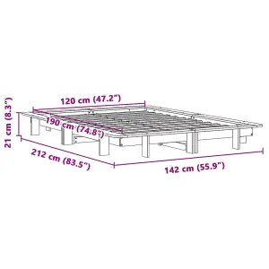 Berkfield Bed Frame without Mattress Wax Brown 120x190 cm Small Double Solid Wood Pine