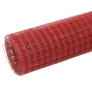 Berkfield Chicken Wire Fence Steel with PVC Coating 25x1.5 m Red