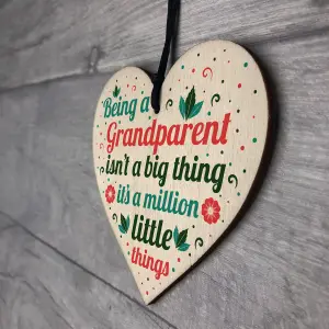 Red Ocean Grandma And Grandpa Gifts For Nan And Grandad Wooden Heart Birthday Christmas Grandparent Gift