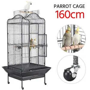 Yaheetech Black Rolling Black Bird Cage with Open Playtop Large