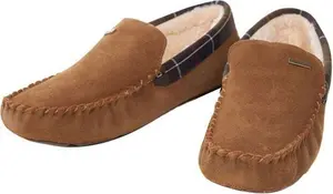 Barbour Monty Slippers Camel Suede UK 7