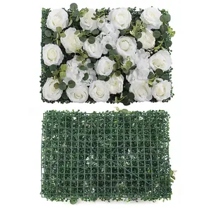 Artificial Flower Wall Panels Flower Wall White Rose for Wedding Wall Decorations