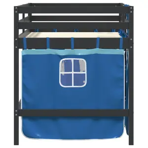 Berkfield Kids' Loft Bed with Curtains without Mattress Blue 90x200 cm