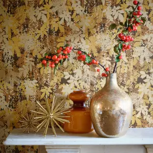 Clarissa Hulse Canopy Antique Yellow & Gold effect Smooth Wallpaper