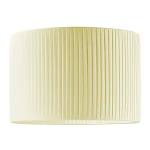 Contemporary Designer Double Pleated Cream Cotton Fabric 12 Drum Lamp Shade