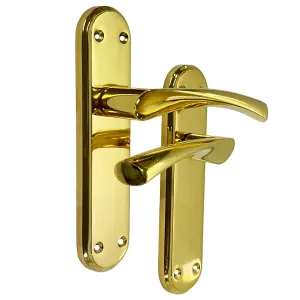 Genova Door Handles Brass Twist Lever Latch Marina Backplate