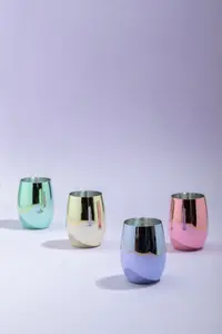 Interiors by Premier Reflective Set Of 4 Assorted Colours Tumblers, Multi Coloured Rounded Botton, Vibrant Set Of Tumblers