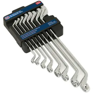 8-Piece Double Ended Offset Ring Spanner Set - 12 Point Metric Wrench Kit