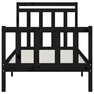 Berkfield Bed Frame Black Solid Wood Pine 100x200 cm