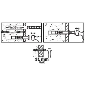 Diall PZ Countersunk Hammer fixing (Dia)6mm (L)60mm, Pack of 20