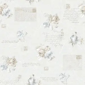 Galerie Country Cottage Blue Green Beige Vintage Rose Smooth Wallpaper