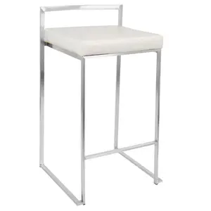 Daggett 68.5cm Bar Stool (Set of 2) Stainless Steel / White / Counter Stool (27" Seat Height)