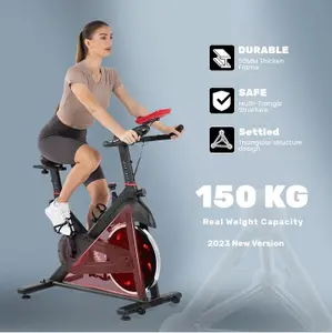 Stationary Exercise Bike with Slient Flywheel, LCD Monitor, Spin Bike for Home Gym Workout