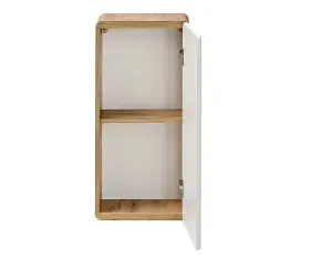 Small Bathroom Cabinet Wall 350mm Slim Storage Unit Compact Cupboard White Gloss / Oak Arub