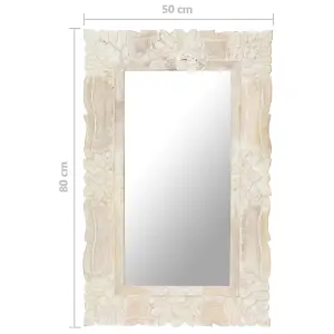 vidaXL Mirror White 80x50 cm Solid Mango Wood