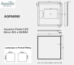 Aquarius Pastel LED Mirror 800 x 800MM