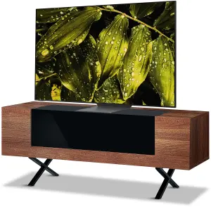 Homeology ADONIS Walnut with Black Contrast Beam-Thru Remote Friendly Door 26"-55" Flat Screen TV Cabinet