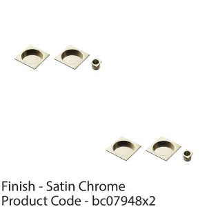 2 PACK - 30mm Sliding Door Rose & 2x 53mm Square Flush Finger Pulls - Satin Chrome