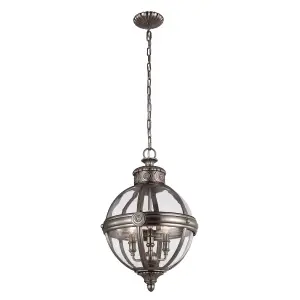 Luminosa Adams 3 Light Ceiling Chandelier Pendant Light Antique Nickel, E14