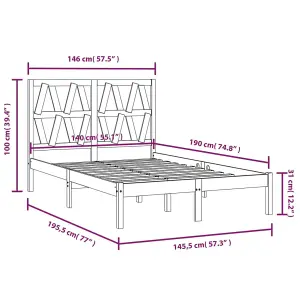 Berkfield Bed Frame Black Solid Wood Pine 140x190 cm