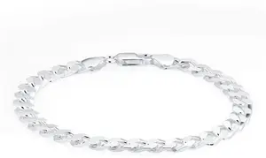 Goldsmiths Sterling Silver Mens 8 Inch Square Link Curb Bracelet - Goldsmiths Bracelets