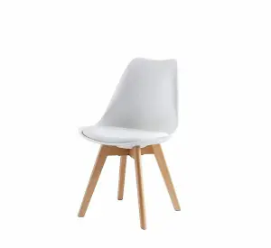 Single Dining Chair with Solid Wooden Legs and Seat Cushion Pad - Eva by MCC