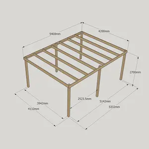 Garden Pergola 6 Posts - Wood - L420 x W540 x H270 cm - Light Green