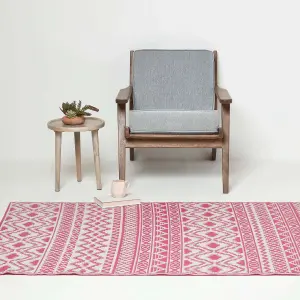 Homescapes Tia Aztec Pink & White Outdoor Rug, 120 x 180 cm