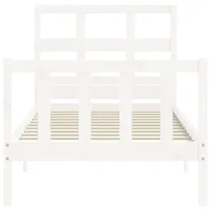 Berkfield Bed Frame with Headboard White Single Solid Wood