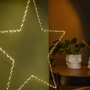 70cm Light up Dewdrop Christmas 2D Star with 230 Warm White LEDs & Timer Function