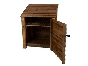 Wooden tool store, garden storage with shelf W-99cm, H-126, D-88cm - brown finish