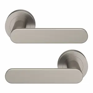 GoodHome Minzh Brushed Nickel effect Round Latch Door handle (L)120mm, Pair