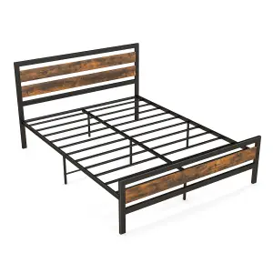 Costway Metal Bed Frame King Size  Industrial Platform Bed with Headboard and Footboard