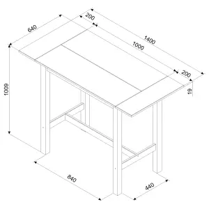 Corona Grey rectangular high breakfast bar drop leaf table and bar chair SET, 100.0 / 140.0cm wide x 60cm deep x 100cm high