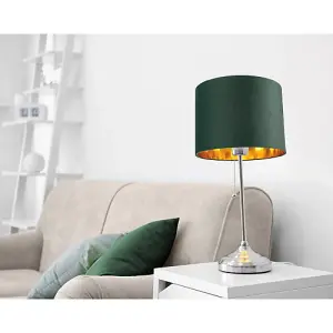 Contemporary Green Cotton 10 Table/Pendant Lamp Shade with Shiny Copper Inner