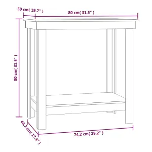 Berkfield Work Bench Black 80x50x80 cm Solid Wood Pine