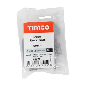 TIMCO Door Rack Bolts Polished Chrome - 60mm