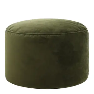 icon Gavrilovic Large Velvet Pouffe Ottoman Olive Green