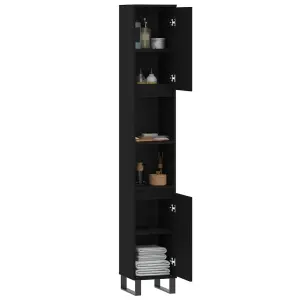 Berkfield Bathroom Cabinet Black 30x30x190 cm Engineered Wood