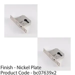 2 PACK - 64mm Residential EURO Profile Deadlock - Polished Nickel Fire Door Rated Lock