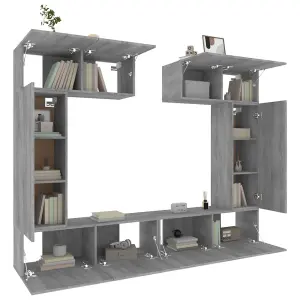 Berkfield 6 Piece TV Cabinet Set Grey Sonoma Engineered Wood